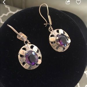 Vintage copper earrings with Amethyst stone